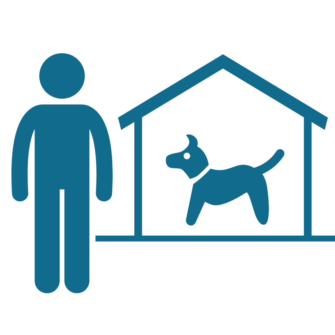 pictogram pension. Kleinschalig en huiselijk pension voor jouw hond. Van pup tot pro: begeleiding op maat.